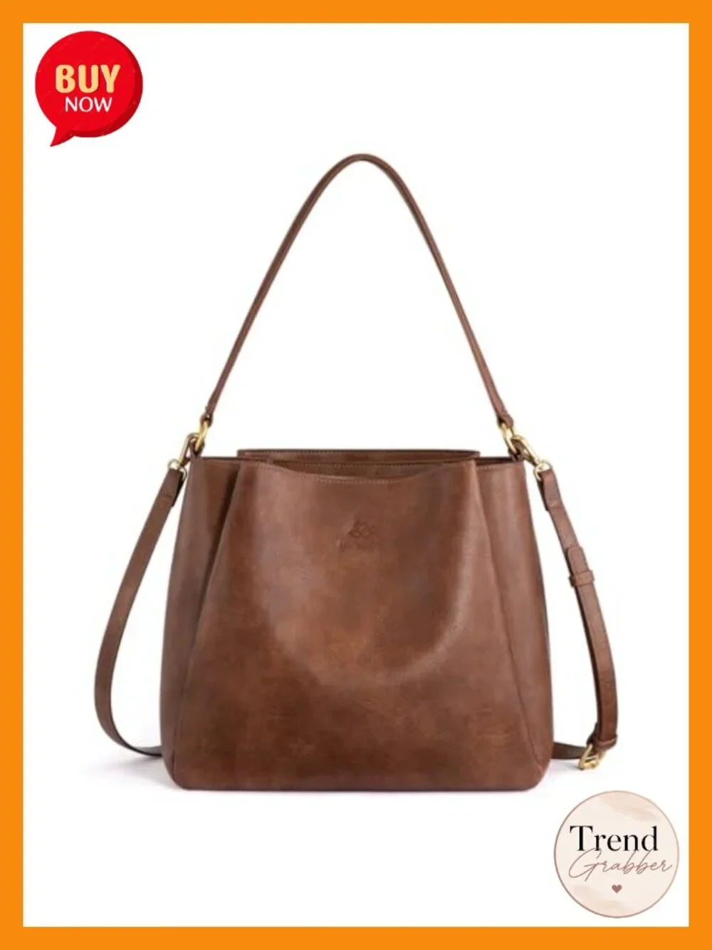 Hobo Bag with Three Large Compartments Waterproof Vegan Leather Shoulder